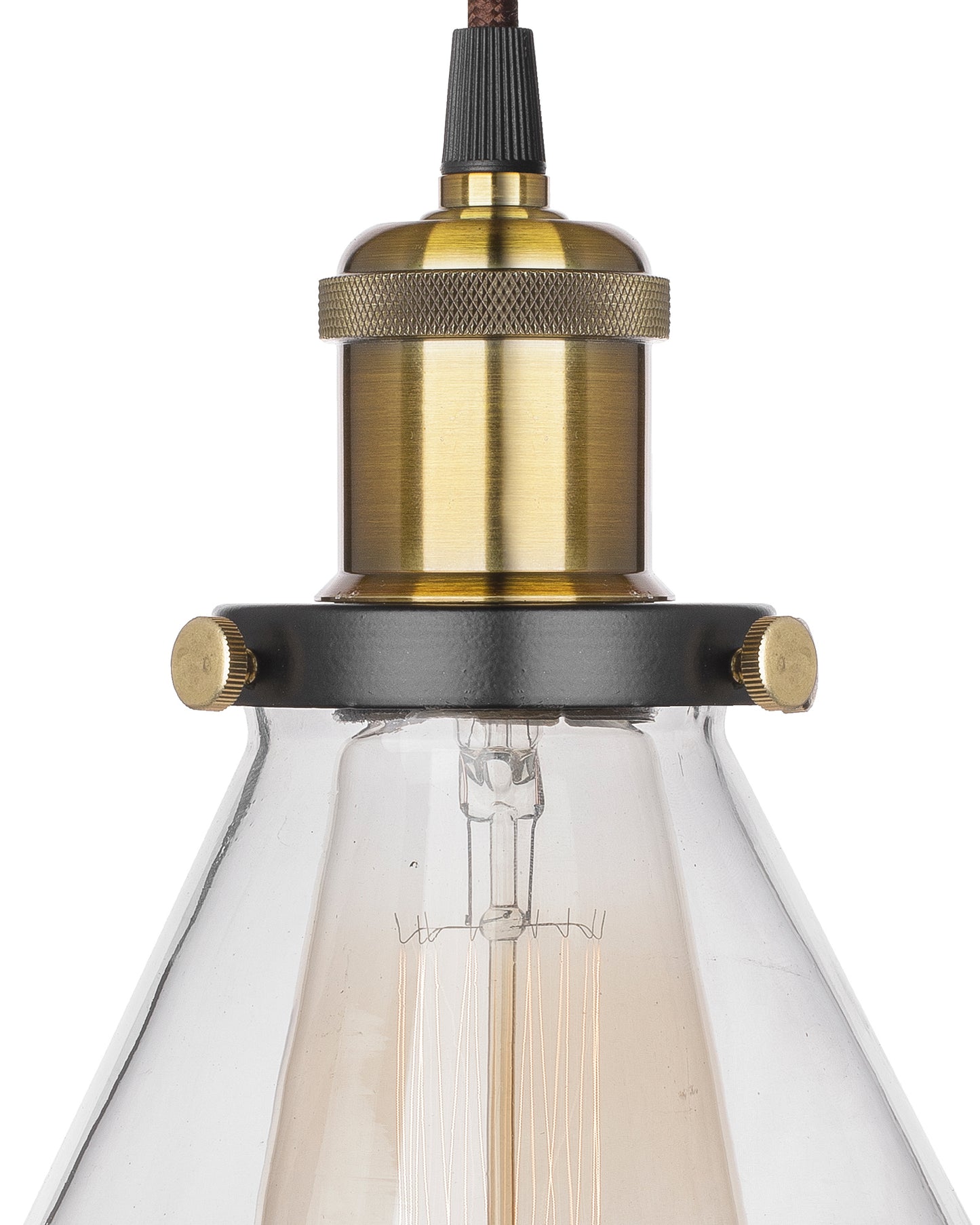 Homesake® Vintage Industrial Pendant Light, Clear Glass Shade, Cone Pendant Light, Antique Brass Finish, Retro Style Ceiling Lamp for Kitchen, Dining Room, Living Room, Bedroom (Rose Gold) (Cone)