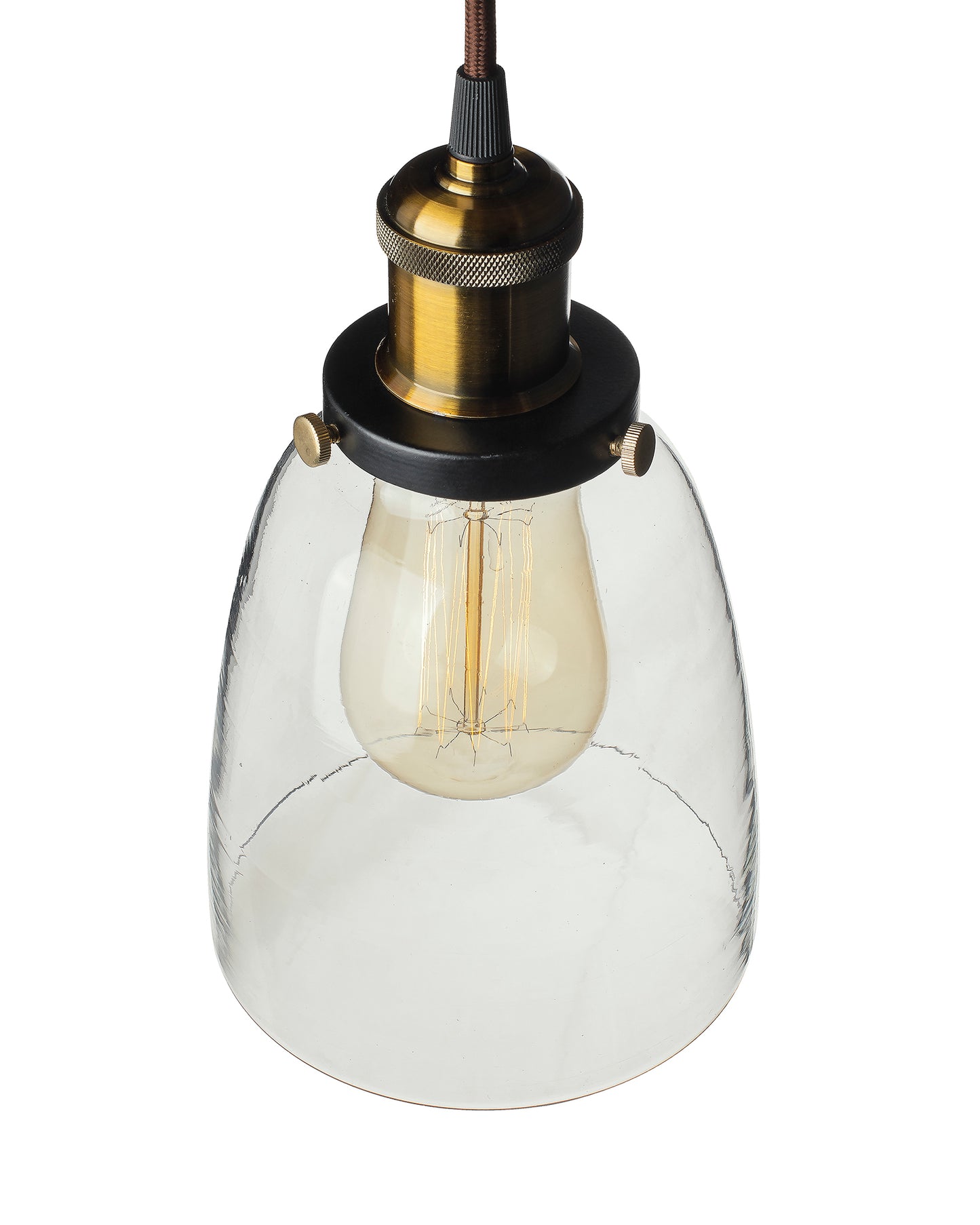 3-Lights Round Cluster Chandelier Modern Bell Glass Shade Hanging Light, Antique Socket, E27 Holder, Decorative, Copper, URBAN Retro, Nordic Style