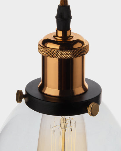 3-Lights Round Cluster Chandelier Modern Bell Glass Shade Hanging Light, Antique Socket, E27 Holder, Decorative, Copper, URBAN Retro, Nordic Style