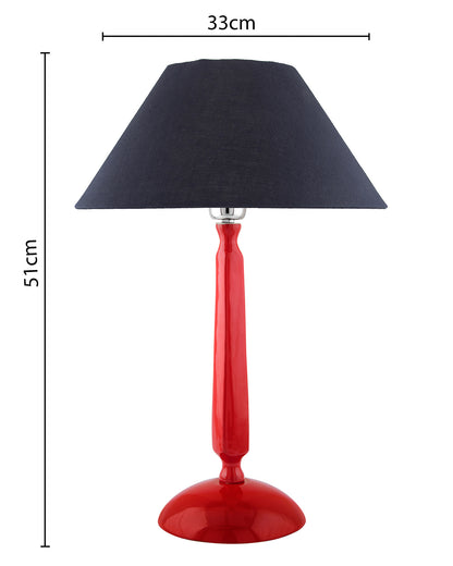 Glossy Red Cubist Aluminium Table Lamp With Cone Shade, Bedside, Living Room Study Lamp, Bulb Included