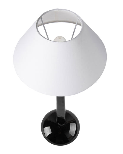 Glossy Black Cubist Aluminium Table Lamp With Cone Shade, Bedside, Living Room Study Lamp, Bulb Included