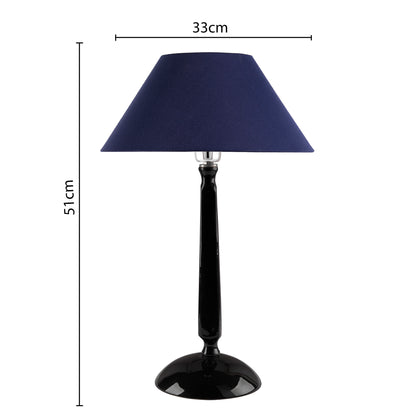 Glossy Black Cubist Aluminium Table Lamp With Cone Shade, Bedside, Living Room Study Lamp, Bulb Included