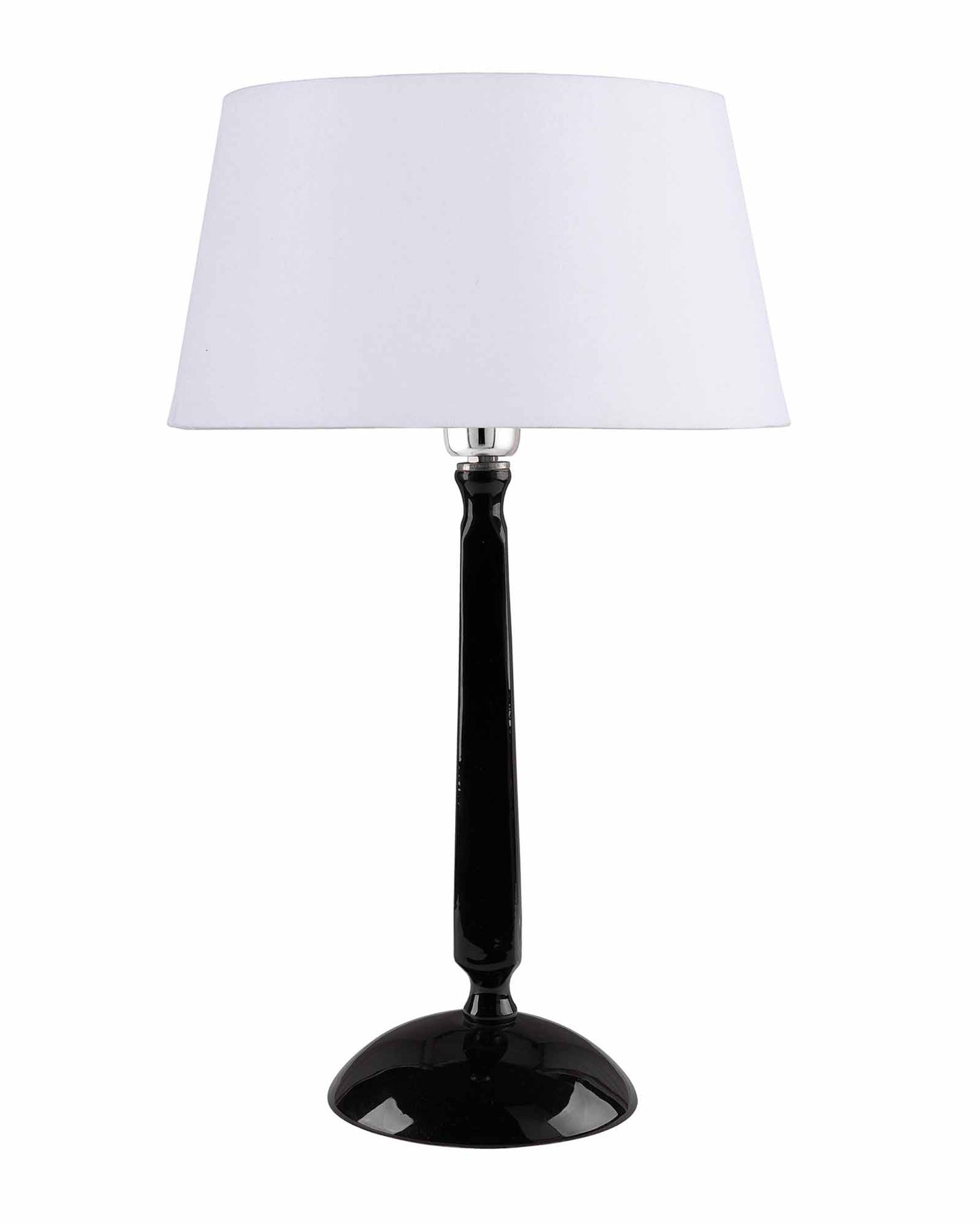 Glossy Black Cubist Aluminium Table Lamp With Cone Shade, Bedside, Living Room Study Lamp, Bulb Included