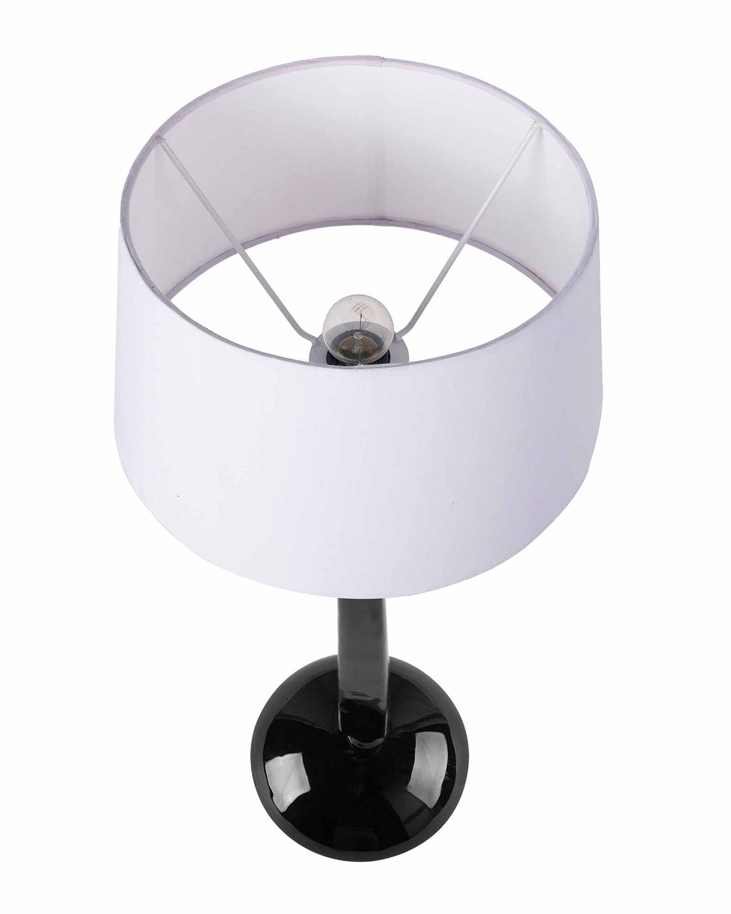 Glossy Black Cubist Aluminium Table Lamp With Cone Shade, Bedside, Living Room Study Lamp, Bulb Included