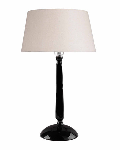 Glossy Black Cubist Aluminium Table Lamp With Cone Shade, Bedside, Living Room Study Lamp, Bulb Included
