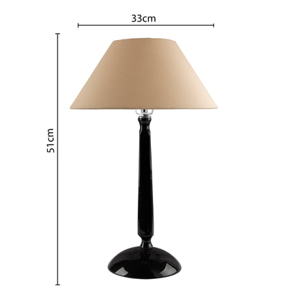 Glossy Black Cubist Aluminium Table Lamp With Cone Shade, Bedside, Living Room Study Lamp, Bulb Included