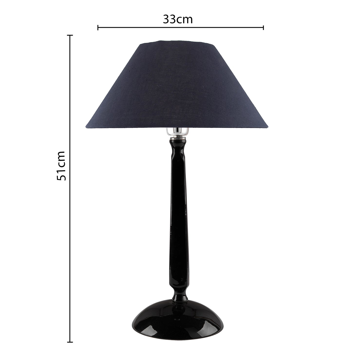 Glossy Black Cubist Aluminium Table Lamp With Cone Shade, Bedside, Living Room Study Lamp, Bulb Included