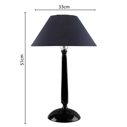 Glossy Black Cubist Aluminium Table Lamp With Cone Shade, Bedside, Living Room Study Lamp, Bulb Included