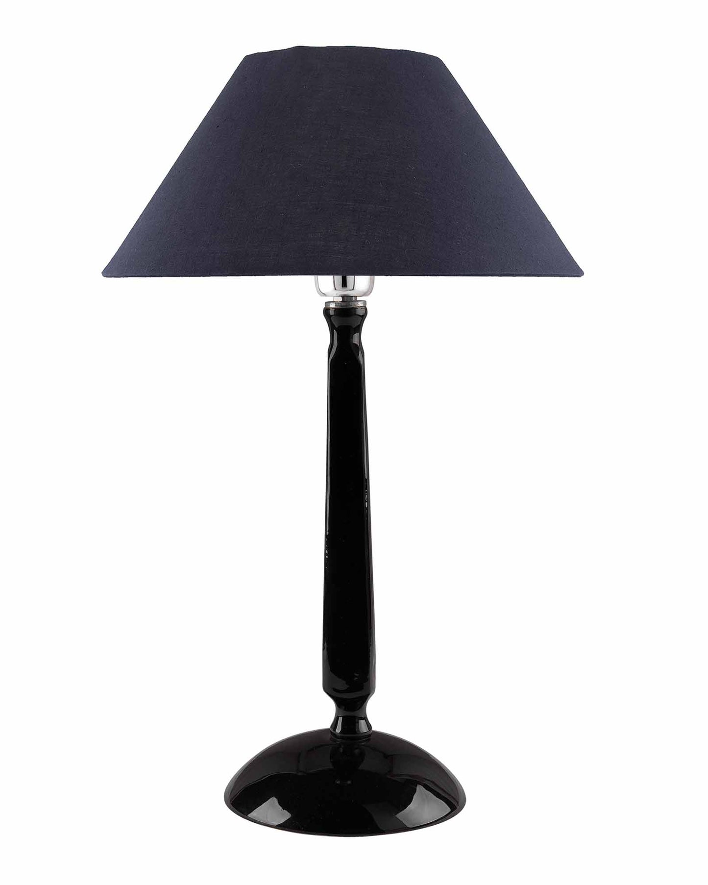 Glossy Black Cubist Aluminium Table Lamp With Cone Shade, Bedside, Living Room Study Lamp, Bulb Included