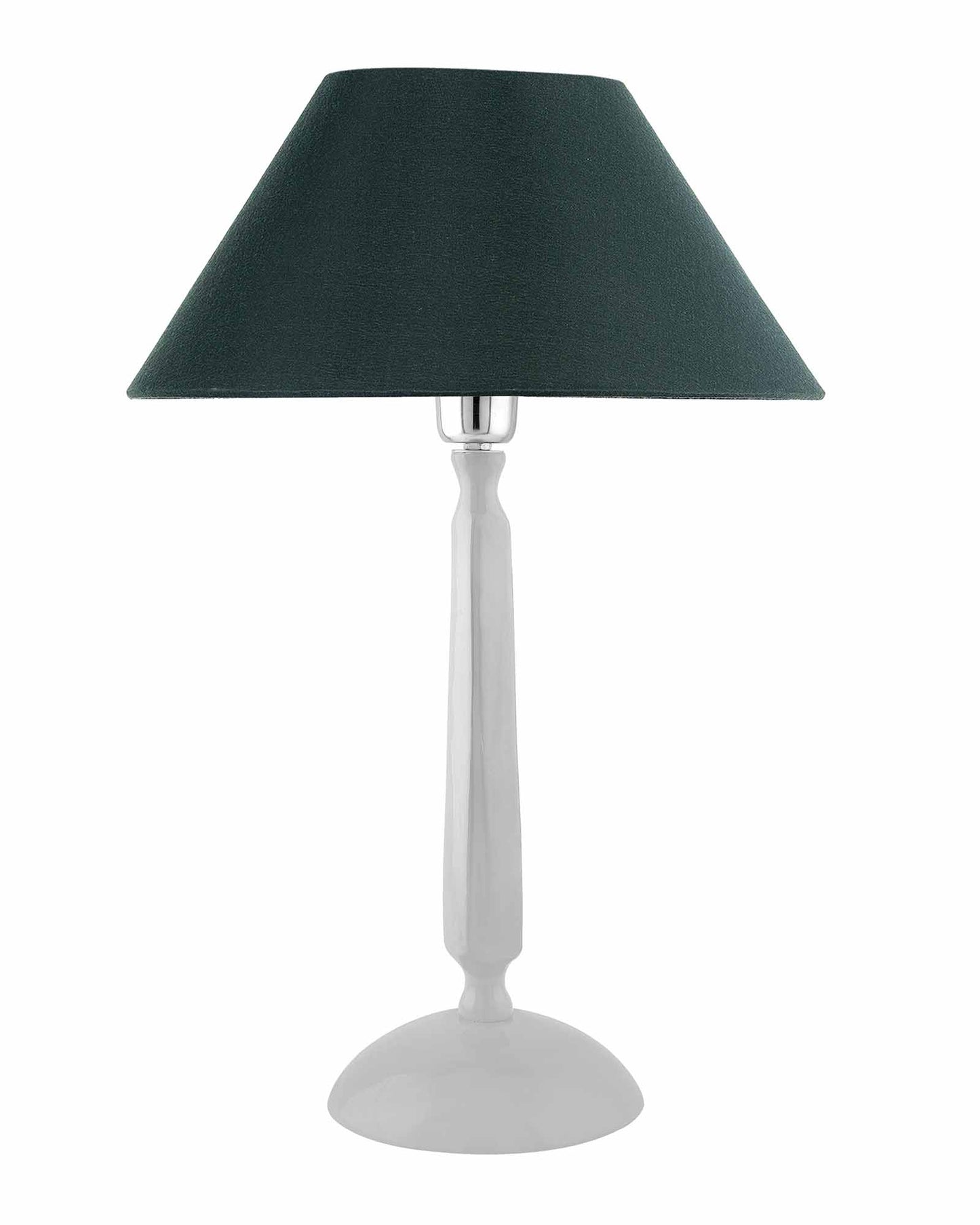 Glossy White Cubist Aluminium Table Lamp WithCone Shade, Bedside, Living Room Study Lamp, Bulb Included