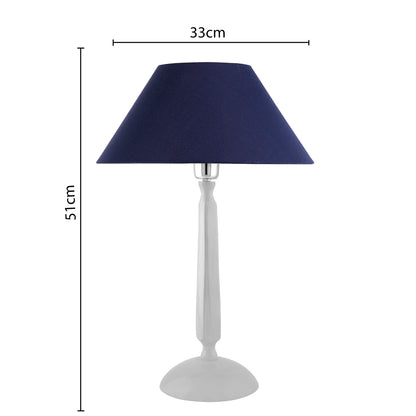 Glossy White Cubist Aluminium Table Lamp WithCone Shade, Bedside, Living Room Study Lamp, Bulb Included