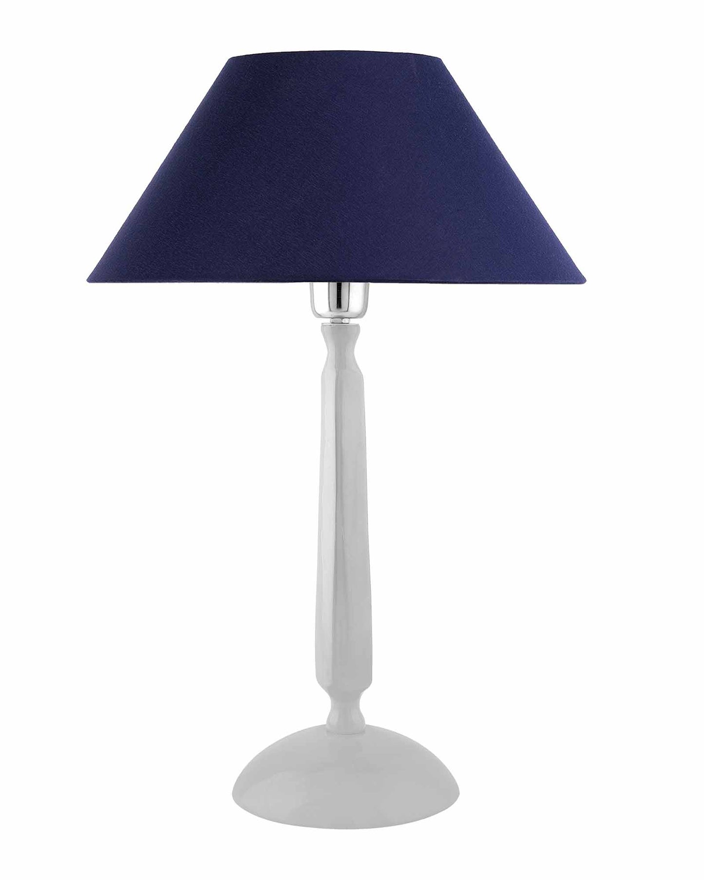 Glossy White Cubist Aluminium Table Lamp WithCone Shade, Bedside, Living Room Study Lamp, Bulb Included