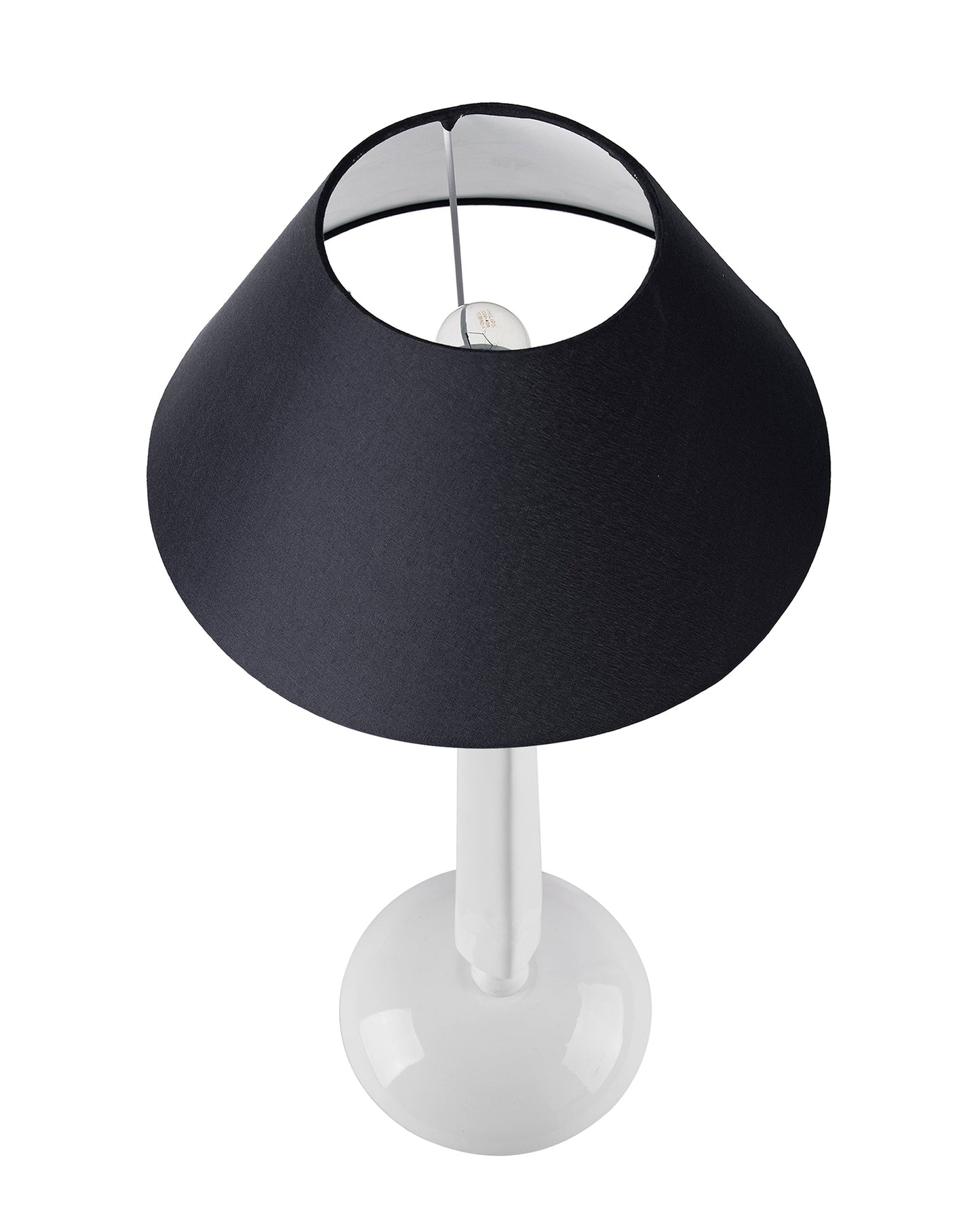 Glossy White Cubist Aluminium Table Lamp WithCone Shade, Bedside, Living Room Study Lamp, Bulb Included