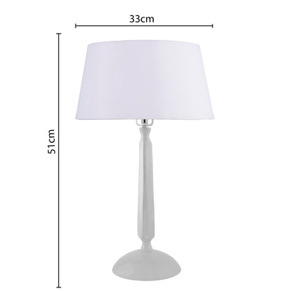 Glossy White Cubist Aluminium Table Lamp WithCone Shade, Bedside, Living Room Study Lamp, Bulb Included