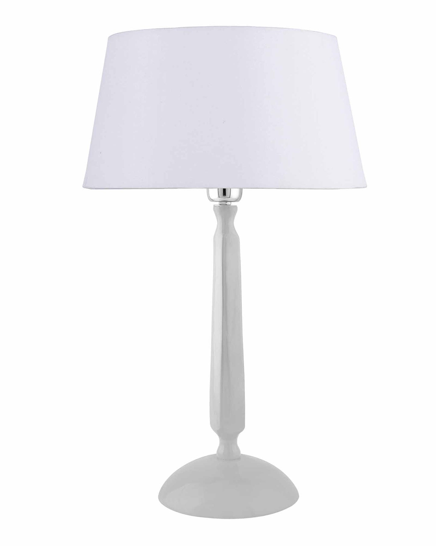 Glossy White Cubist Aluminium Table Lamp WithCone Shade, Bedside, Living Room Study Lamp, Bulb Included
