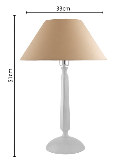 Glossy White Cubist Aluminium Table Lamp WithCone Shade, Bedside, Living Room Study Lamp, Bulb Included