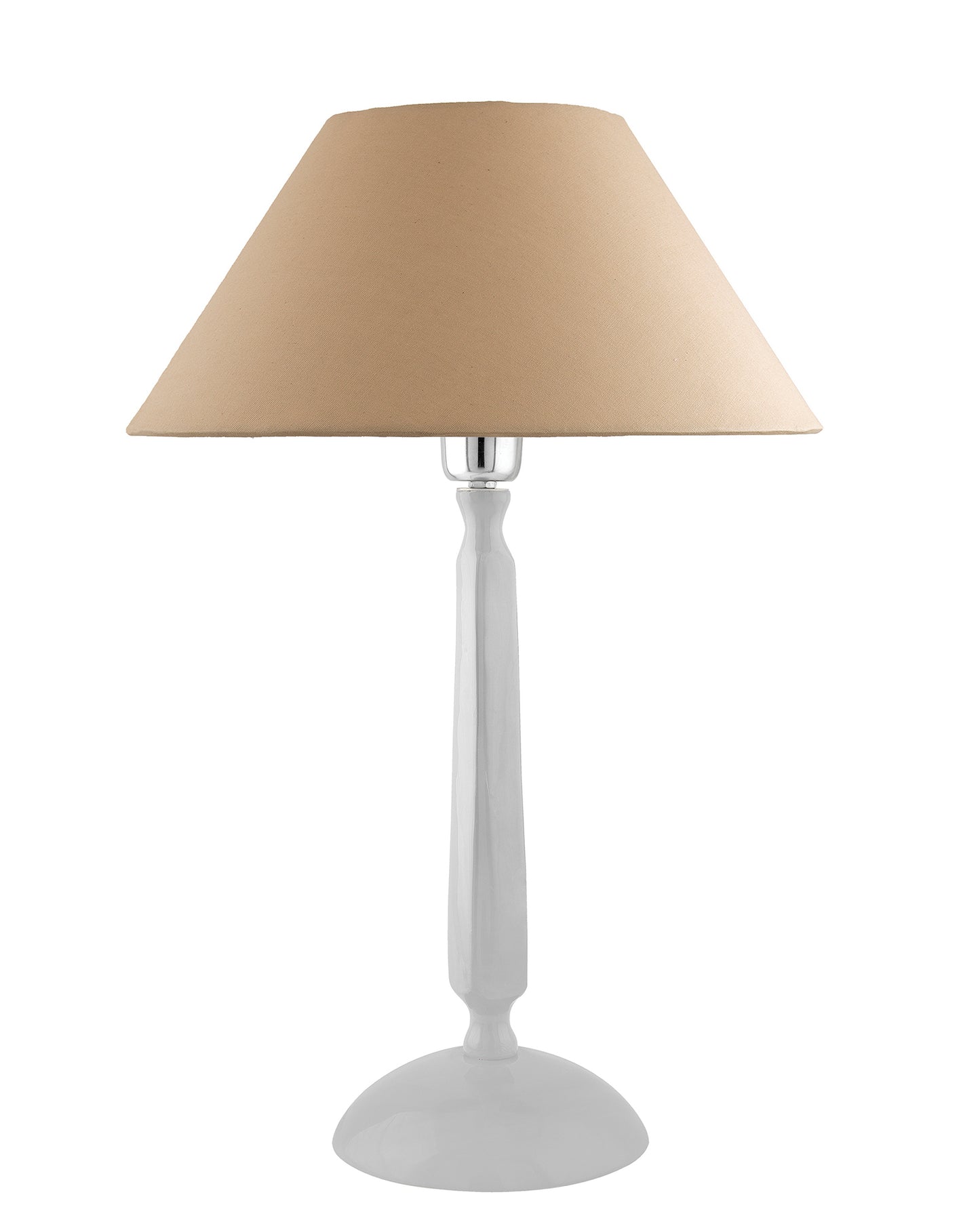 Glossy White Cubist Aluminium Table Lamp WithCone Shade, Bedside, Living Room Study Lamp, Bulb Included
