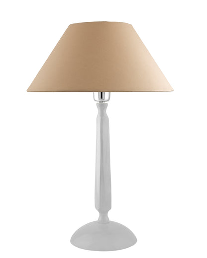 Glossy White Cubist Aluminium Table Lamp WithCone Shade, Bedside, Living Room Study Lamp, Bulb Included