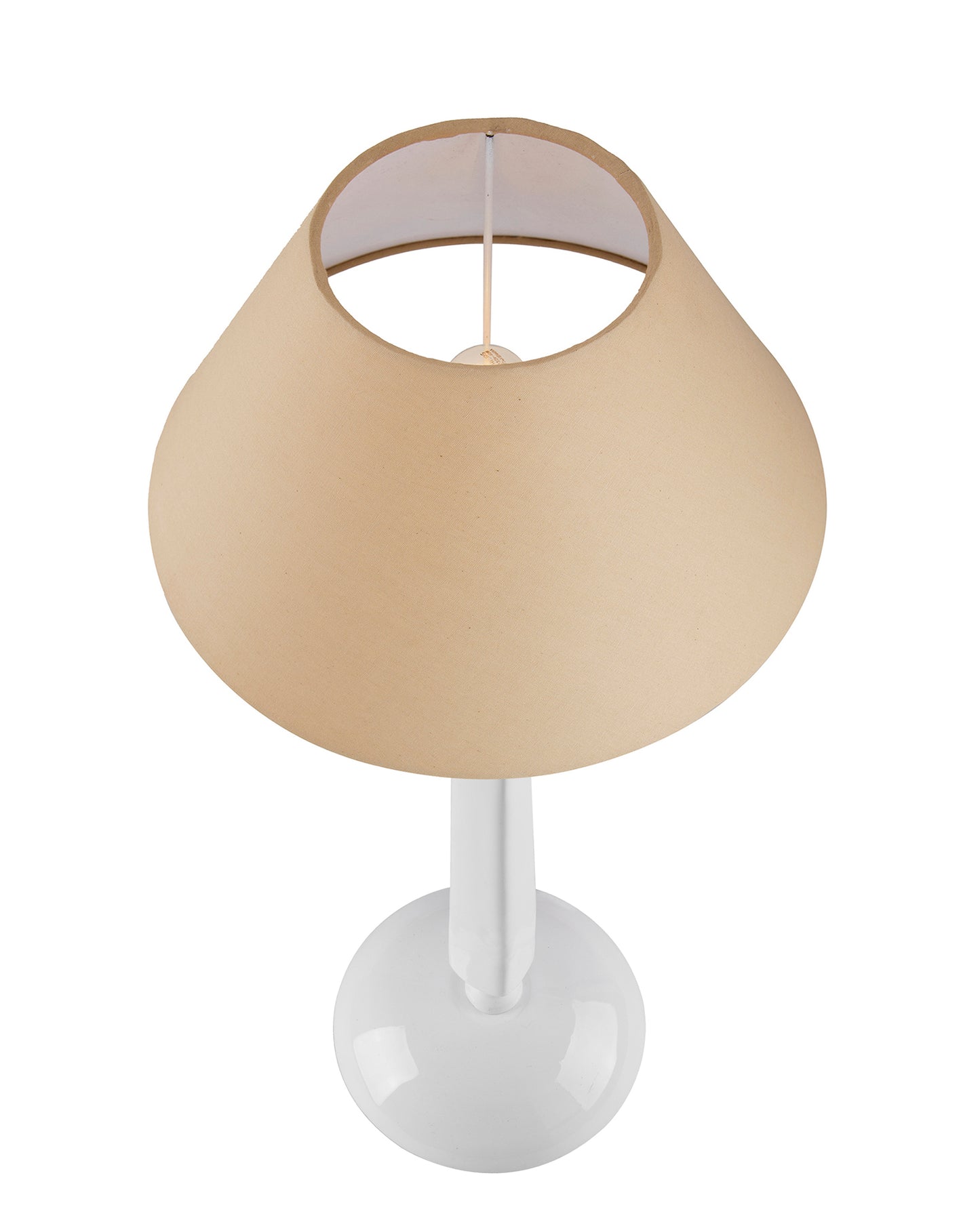 Glossy White Cubist Aluminium Table Lamp WithCone Shade, Bedside, Living Room Study Lamp, Bulb Included