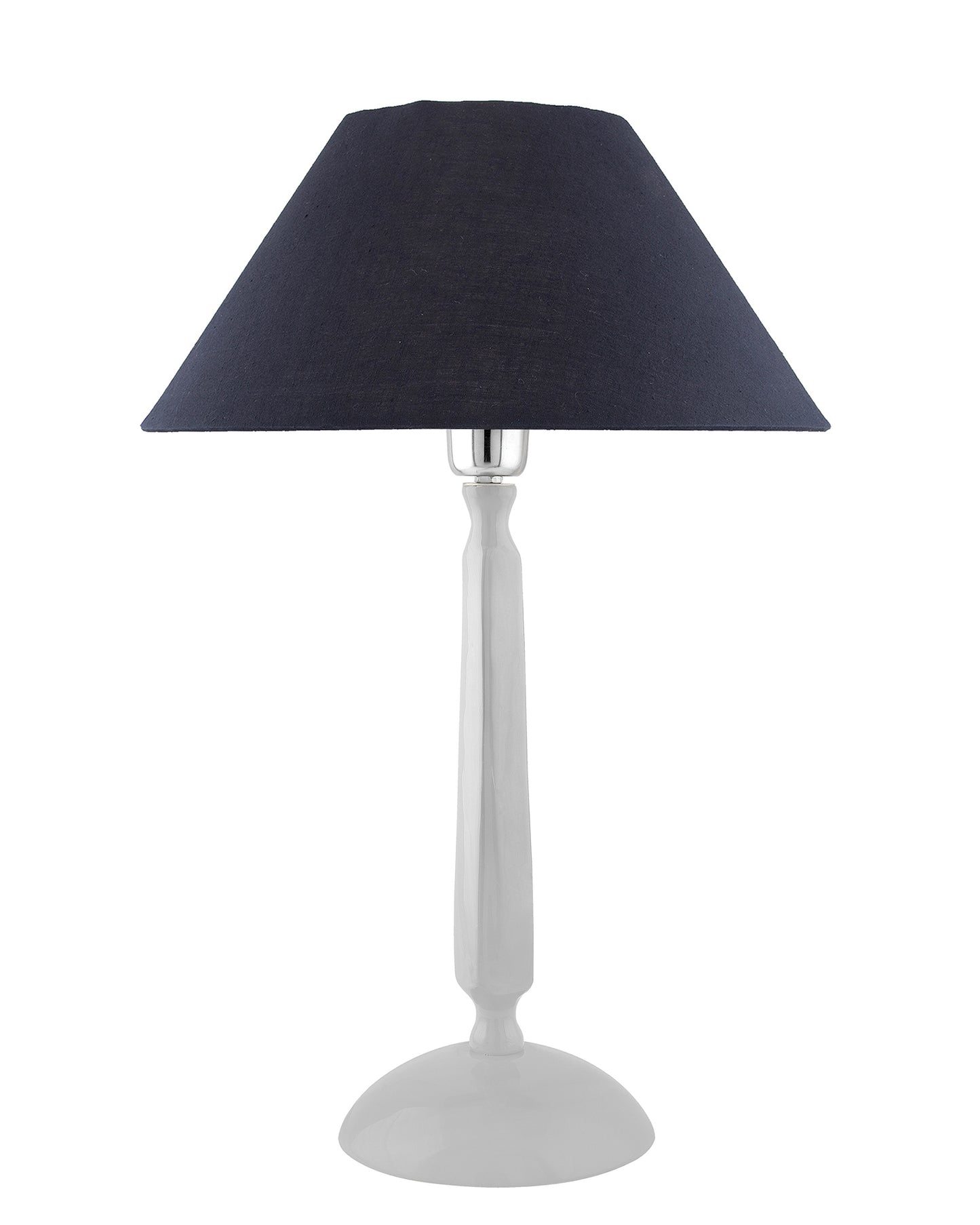 Glossy White Cubist Aluminium Table Lamp WithCone Shade, Bedside, Living Room Study Lamp, Bulb Included