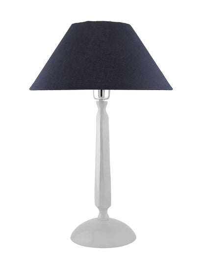 Glossy White Cubist Aluminium Table Lamp WithCone Shade, Bedside, Living Room Study Lamp, Bulb Included
