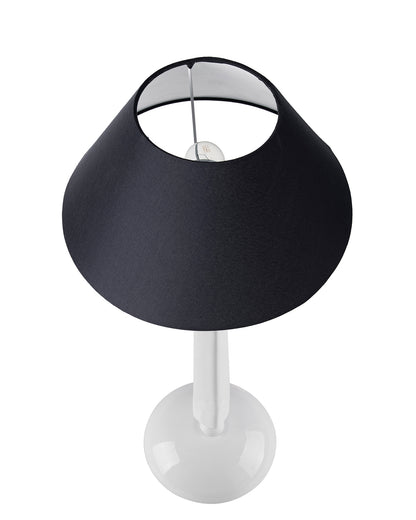 Glossy White Cubist Aluminium Table Lamp WithCone Shade, Bedside, Living Room Study Lamp, Bulb Included
