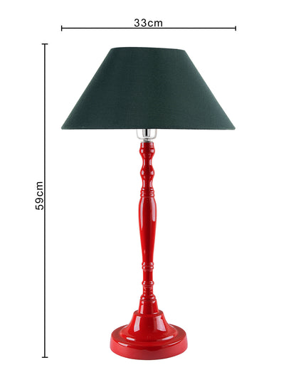 Glossy Red Imperial Aluminium Table Lamp With Cone Shade, Bedside, Living Room Study Lamp, Bulb Included