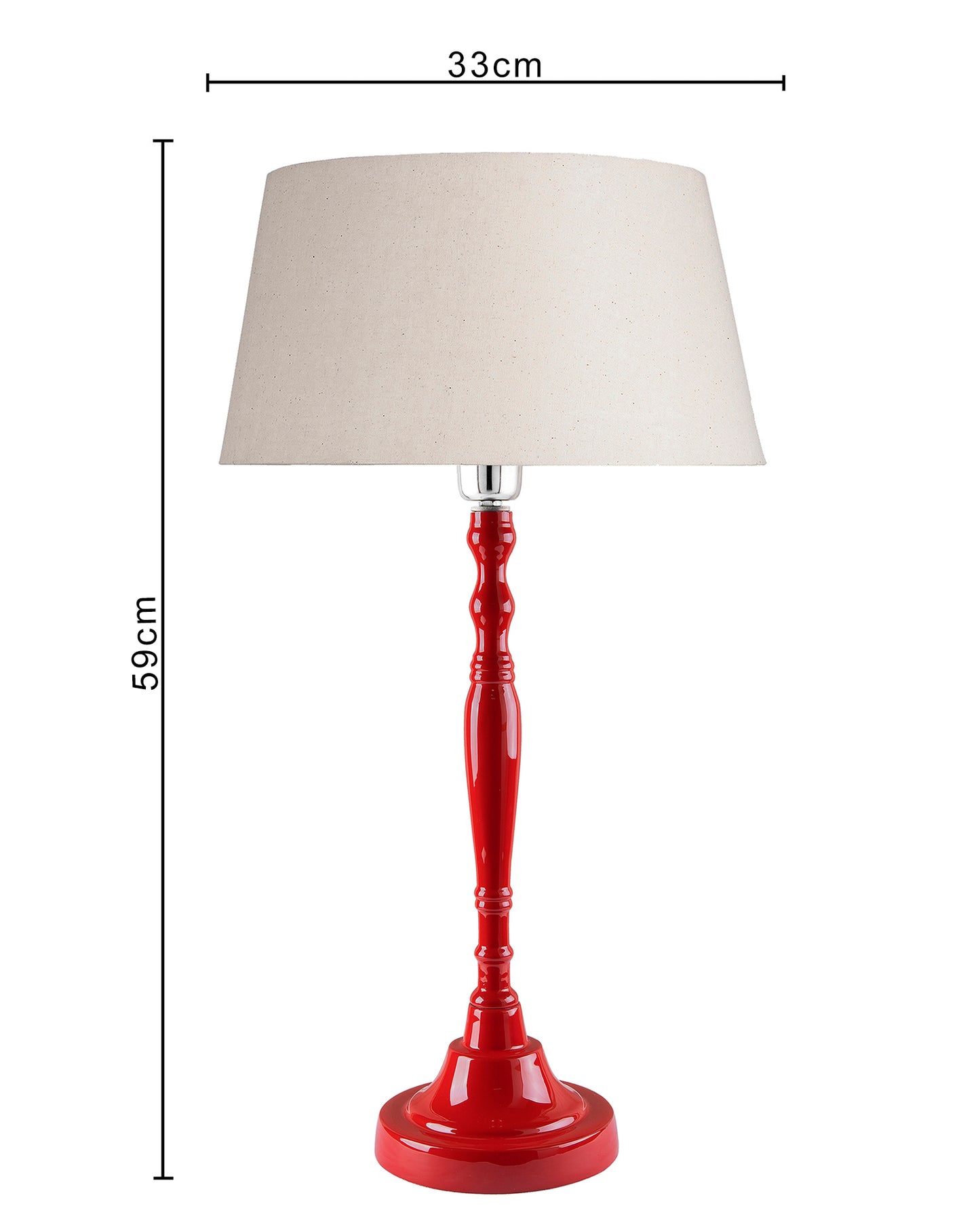 Glossy Red Imperial Aluminium Table Lamp With Cone Shade, Bedside, Living Room Study Lamp, Bulb Included