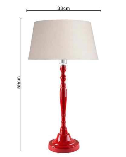 Glossy Red Imperial Aluminium Table Lamp With Cone Shade, Bedside, Living Room Study Lamp, Bulb Included