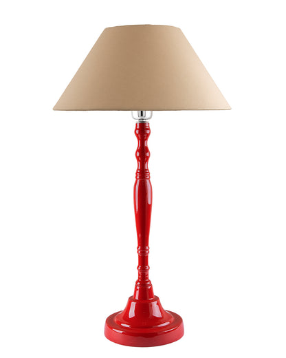 Glossy Red Imperial Aluminium Table Lamp With Cone Shade, Bedside, Living Room Study Lamp, Bulb Included