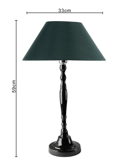 Glossy Black Imperial Aluminium Table Lamp With Cone Shade, Bedside, Living Room Study Lamp, Bulb Included