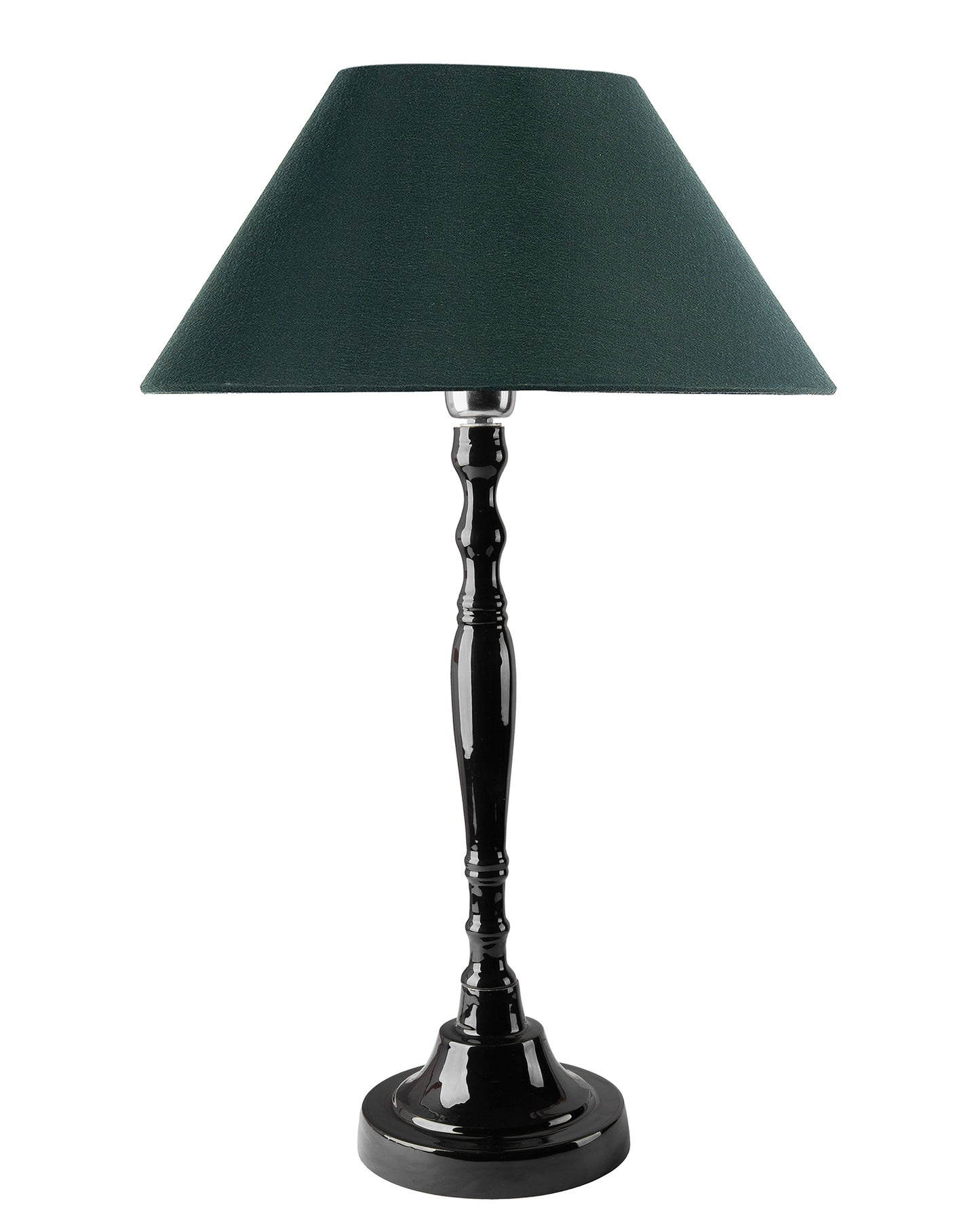 Glossy Black Imperial Aluminium Table Lamp With Cone Shade, Bedside, Living Room Study Lamp, Bulb Included