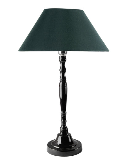 Glossy Black Imperial Aluminium Table Lamp With Cone Shade, Bedside, Living Room Study Lamp, Bulb Included