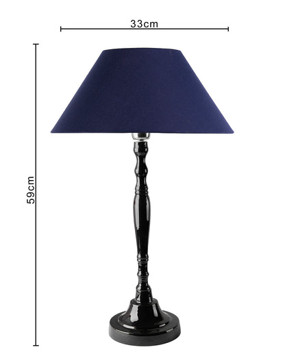 Glossy Black Imperial Aluminium Table Lamp With Cone Shade, Bedside, Living Room Study Lamp, Bulb Included