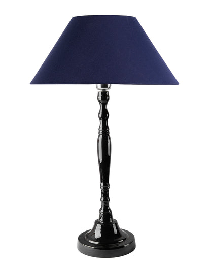 Glossy Black Imperial Aluminium Table Lamp With Cone Shade, Bedside, Living Room Study Lamp, Bulb Included