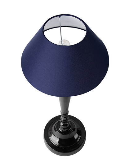 Glossy Black Imperial Aluminium Table Lamp With Cone Shade, Bedside, Living Room Study Lamp, Bulb Included
