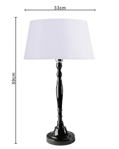 Glossy Black Imperial Aluminium Table Lamp With Cone Shade, Bedside, Living Room Study Lamp, Bulb Included