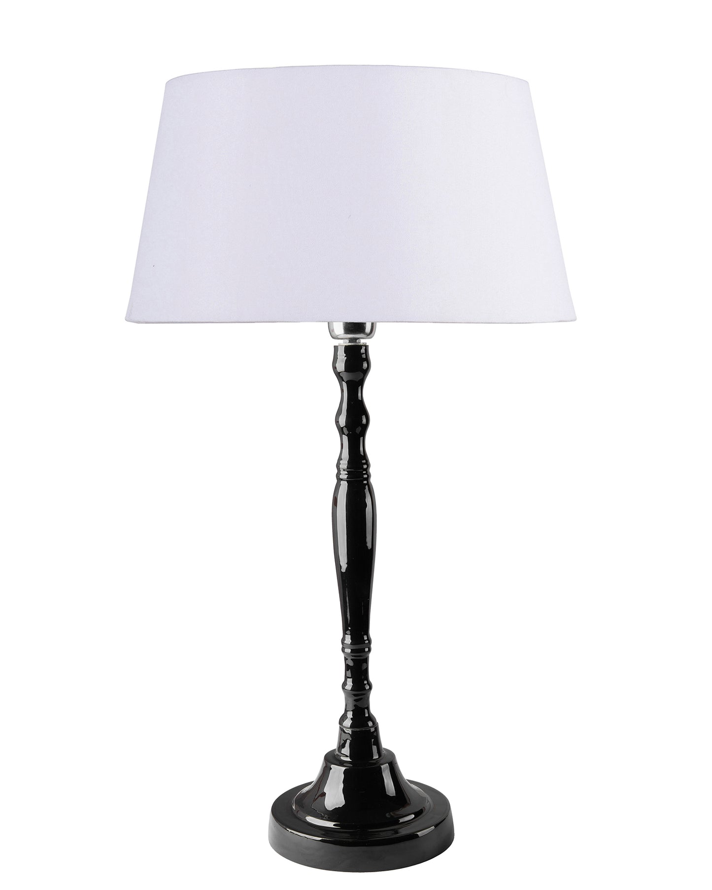 Glossy Black Imperial Aluminium Table Lamp With Cone Shade, Bedside, Living Room Study Lamp, Bulb Included