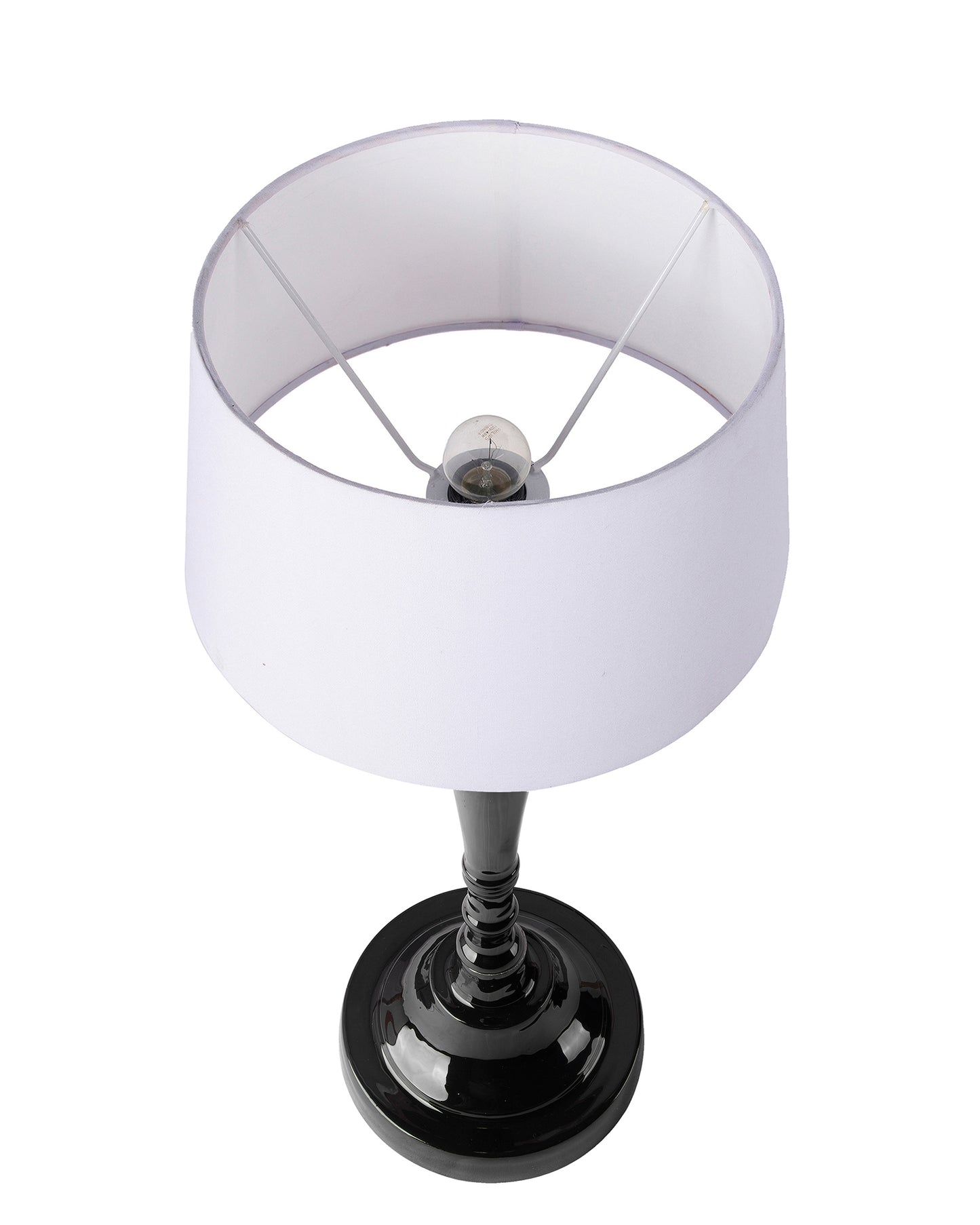 Glossy Black Imperial Aluminium Table Lamp With Cone Shade, Bedside, Living Room Study Lamp, Bulb Included