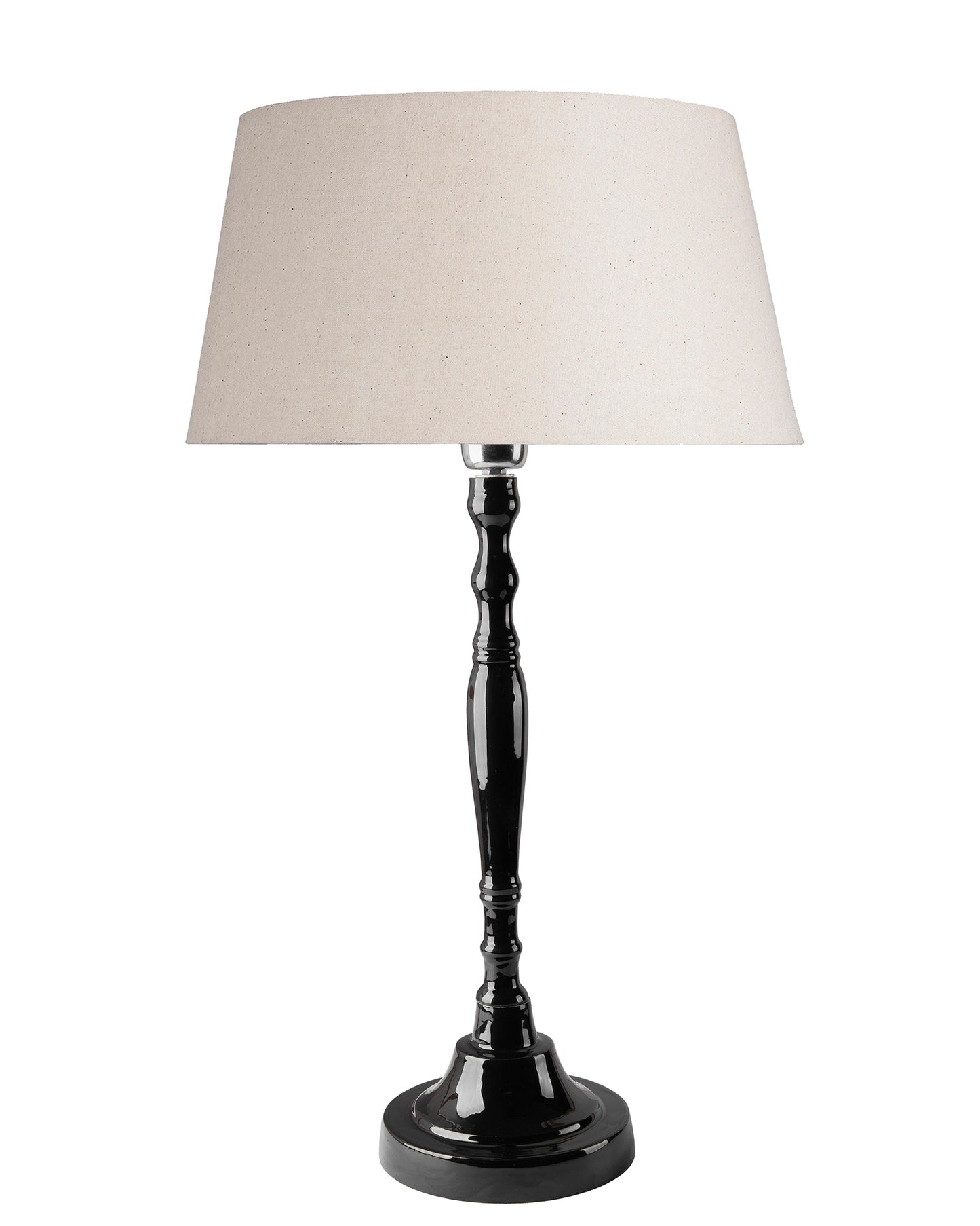 Glossy Black Imperial Aluminium Table Lamp With Cone Shade, Bedside, Living Room Study Lamp, Bulb Included