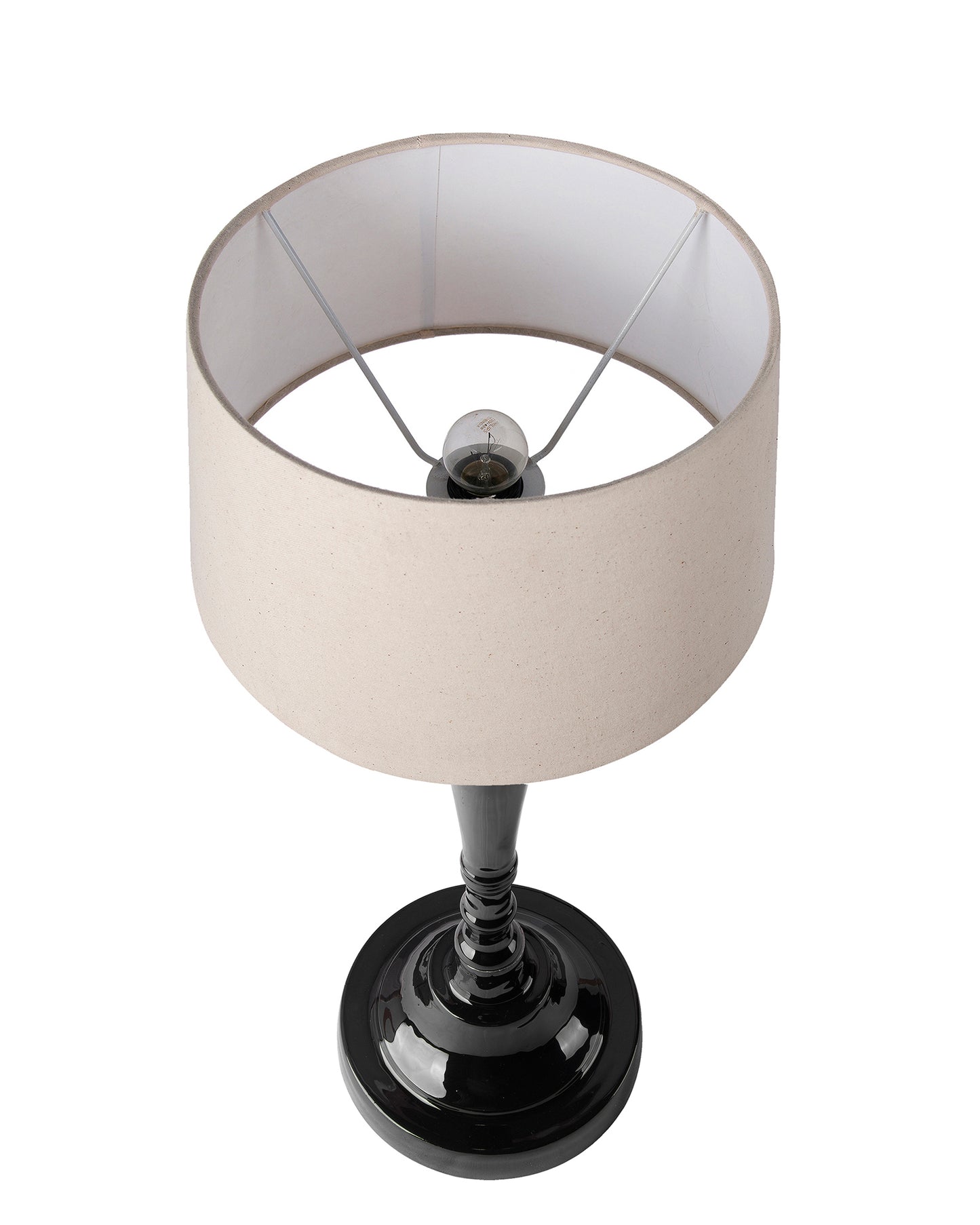 Glossy Black Imperial Aluminium Table Lamp With Cone Shade, Bedside, Living Room Study Lamp, Bulb Included