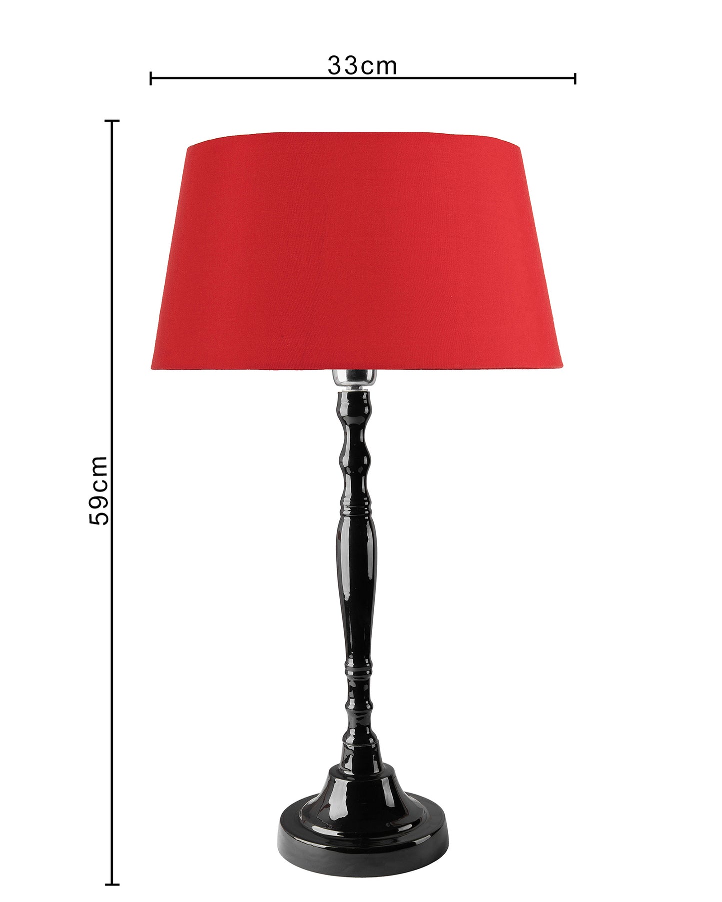 Glossy Black Imperial Aluminium Table Lamp With Cone Shade, Bedside, Living Room Study Lamp, Bulb Included