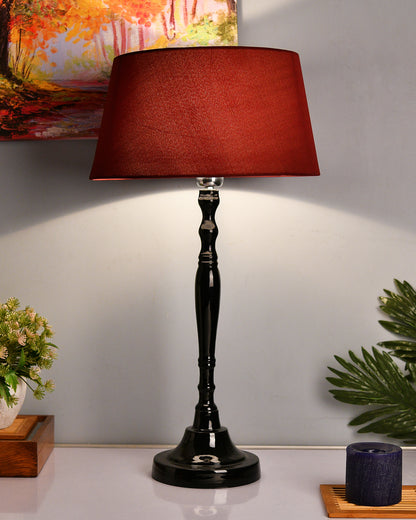 Glossy Black Imperial Aluminium Table Lamp With Cone Shade, Bedside, Living Room Study Lamp, Bulb Included