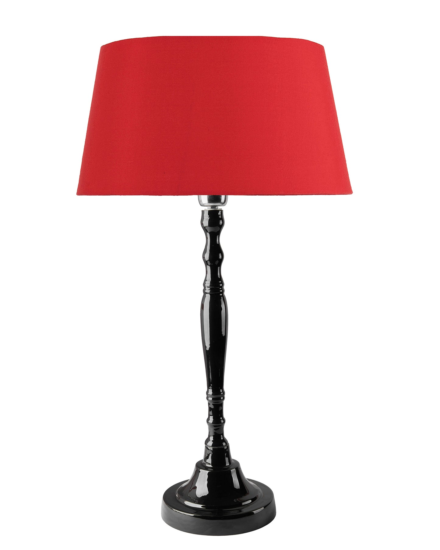 Glossy Black Imperial Aluminium Table Lamp With Cone Shade, Bedside, Living Room Study Lamp, Bulb Included