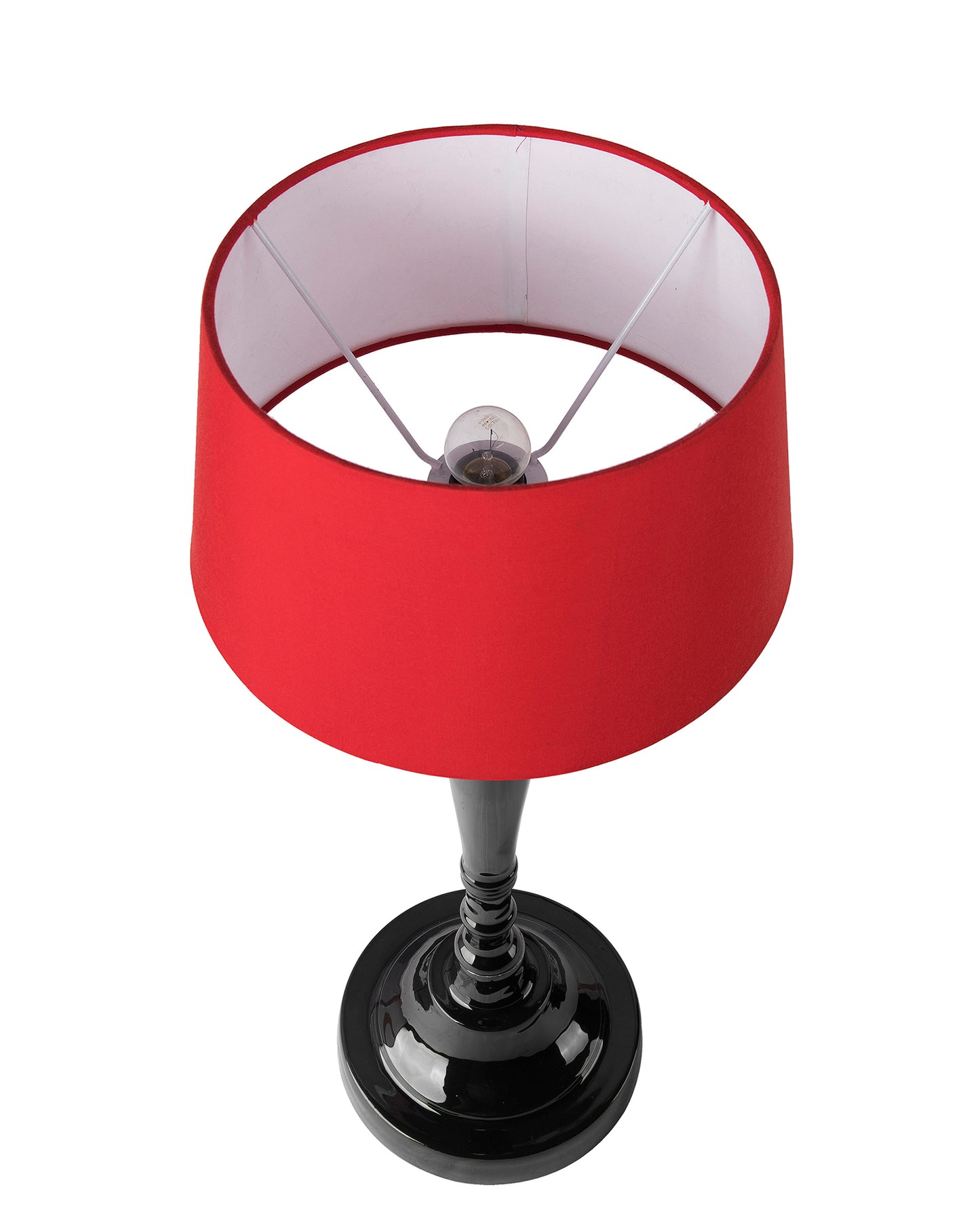 Glossy Black Imperial Aluminium Table Lamp With Cone Shade, Bedside, Living Room Study Lamp, Bulb Included