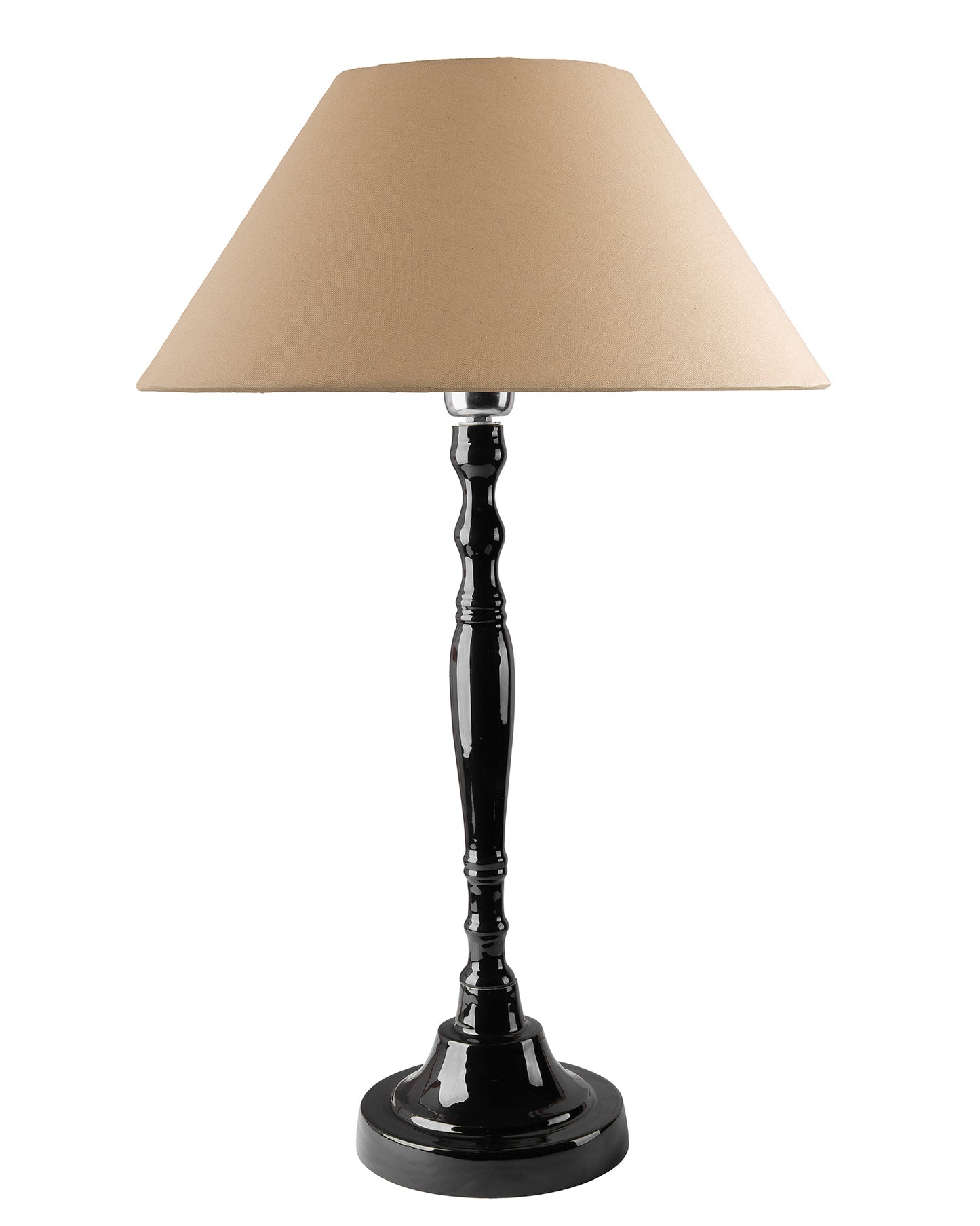 Glossy Black Imperial Aluminium Table Lamp With Cone Shade, Bedside, Living Room Study Lamp, Bulb Included