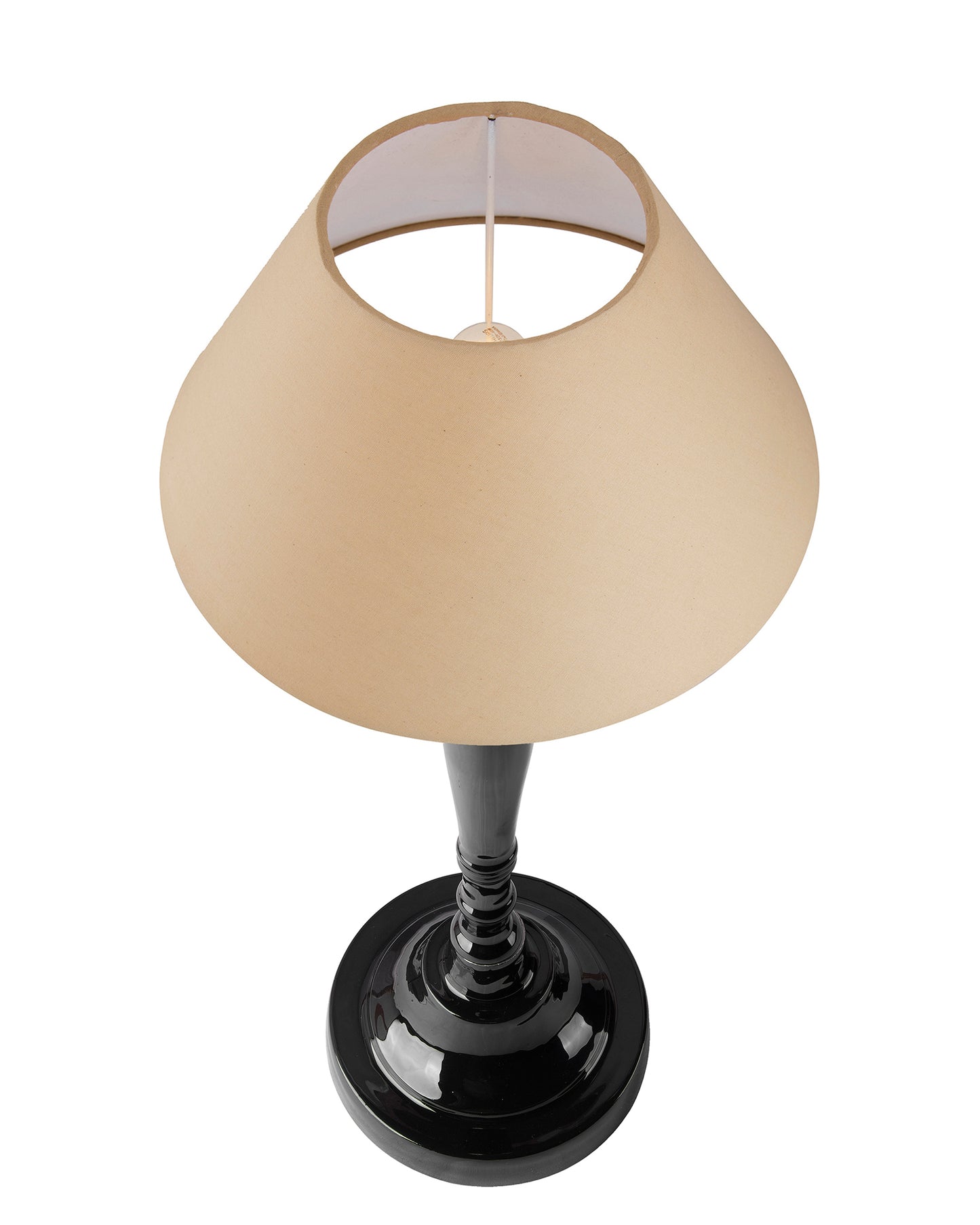 Glossy Black Imperial Aluminium Table Lamp With Cone Shade, Bedside, Living Room Study Lamp, Bulb Included