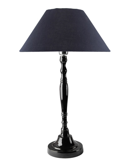 Glossy Black Imperial Aluminium Table Lamp With Cone Shade, Bedside, Living Room Study Lamp, Bulb Included