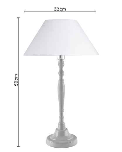 Glossy White Imperial Aluminium Table Lamp With Cone Shade, Bedside, Living Room Study Lamp, Bulb Included