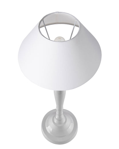 Glossy White Imperial Aluminium Table Lamp With Cone Shade, Bedside, Living Room Study Lamp, Bulb Included